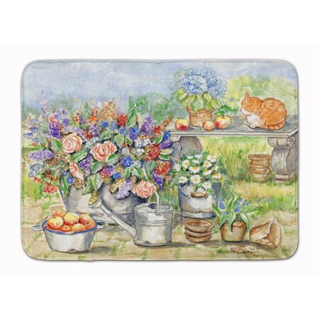 Carolines Treasures Patio Bouquet and Cat Machine Washable Memory Foam Mat APH3567RUG